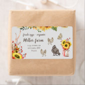 Étiquette Sunflower Ferme Rustique Script Egg Carton Étiquet (En situation)