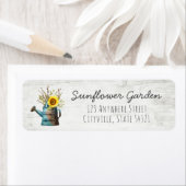 Étiquette Sunflower Floral & Bois rustique Adresse de retour (En situation)