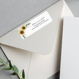 Étiquette Sunflower Floral Eucalyptus Mariage Adresse de ret