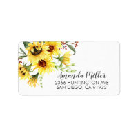 Sunflower Floral Return Address Label