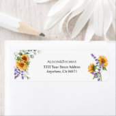 Étiquette Sunflower Lavender Mariage Adresse de retour (En situation)