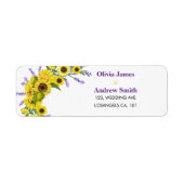 Étiquette Sunflower & Lavender Wedding Return Address  (Devant)