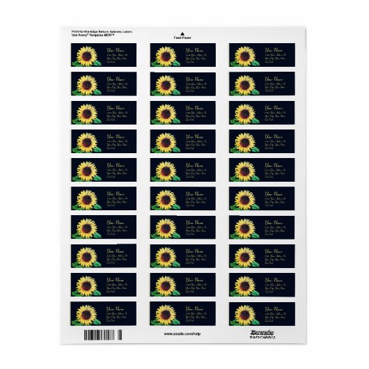 Étiquette SUNFLOWER Rustic Mariage Summer Party (Feuille entière)