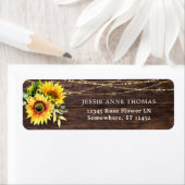 Étiquette Sunflower Wood & String Light Adresse de retour La (En situation)