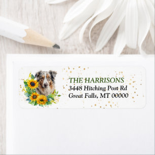 Étiquette Sunflower Wreath Blue Merle Aussie Retour Adresse