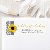 Étiquette Sunflower Yellow Grey Mariage damassé Adresse (En situation)