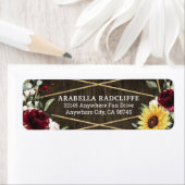 Étiquette Sunflowers Bourgogne Rose Russe Mariage géométriqu (En situation)