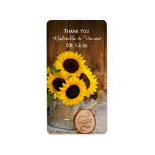 Étiquette Sunflowers Garden Watering Can Wedding Thank You