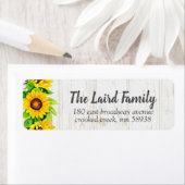 Étiquette Sunflowers & Rustic Wood Country Adresse de retour (En situation)