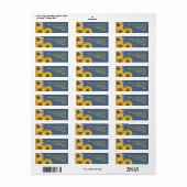 Étiquette Sunflowers Slate Blue Return Address Labels (Feuille entière)