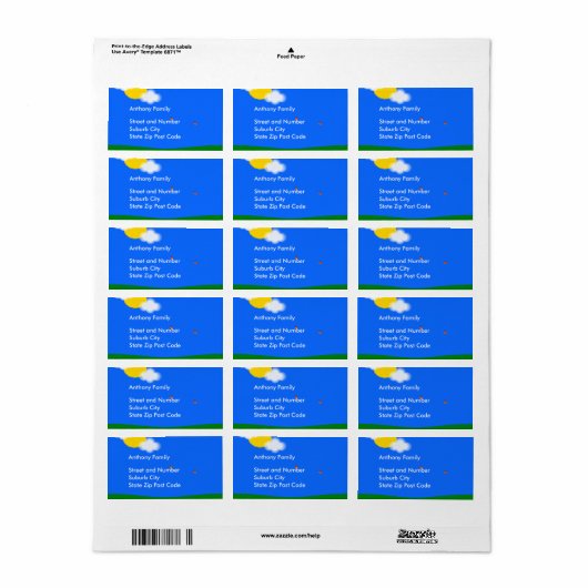 Étiquette Sunny Day (Feuille entière)