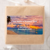 Étiquette Sunrise Beach et Palm Trees Tropical (En situation)