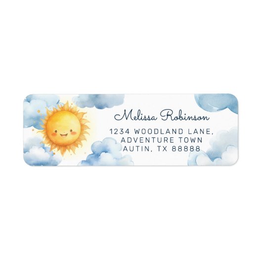 Étiquette Sunshine Baby Boy Shoy Adresse de retour (Devant)
