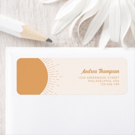 Étiquette Sunshine Boho Yellow Adresse de retour (En situation)