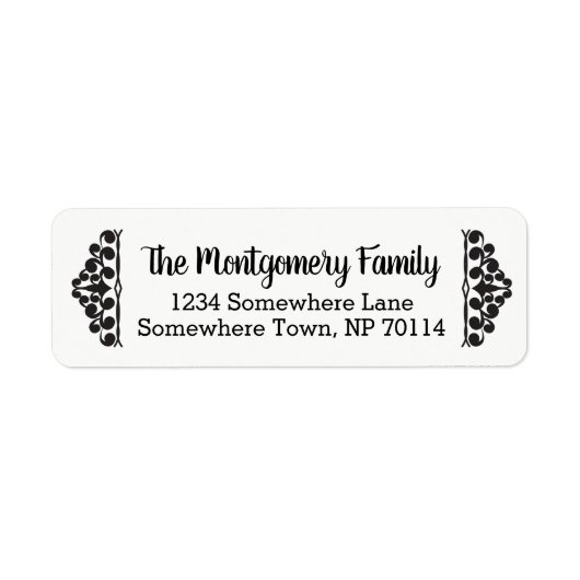 Étiquette Support noir classique et nom de famille (Devant)