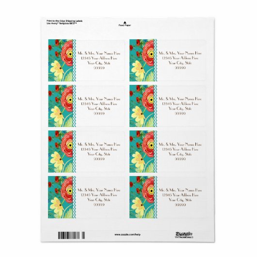 Étiquette Support Rose de feuille de Ranunculus moderne (Feuille entière)