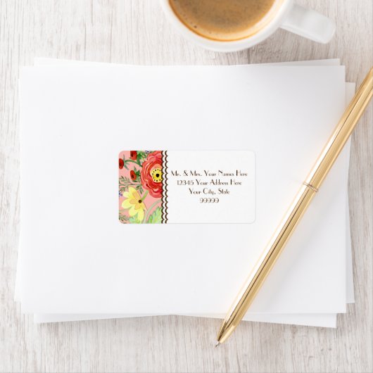 Étiquette Support Rose de feuille de Ranunculus moderne (En situation)