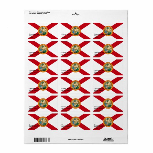 Étiquette sur mesure avec Drapeau de Floride, U.S. (Feuille entière)