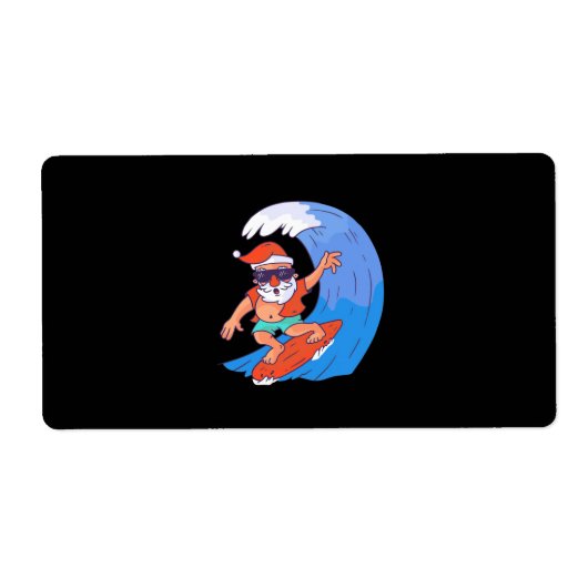 Étiquette Surf Père Noël (Devant)