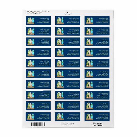 Étiquette Surfboards Bleu foncé (Feuille entière)