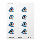Étiquette Surfer de pingouin (Feuille entière)
