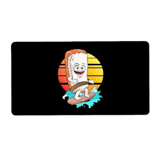 Étiquette Surfing Sushi (Devant)