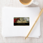 Étiquette Surréaliste deux chevaux peinture.                 (En situation)