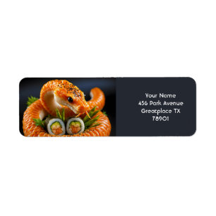 Étiquette Sushi de serpent orange mignon Imaginaire