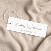 Étiquette Suspendue Blanche Script Signature Or Ch