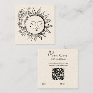Étiquette Suspendue Code QR Crème Art Linéaire Flo