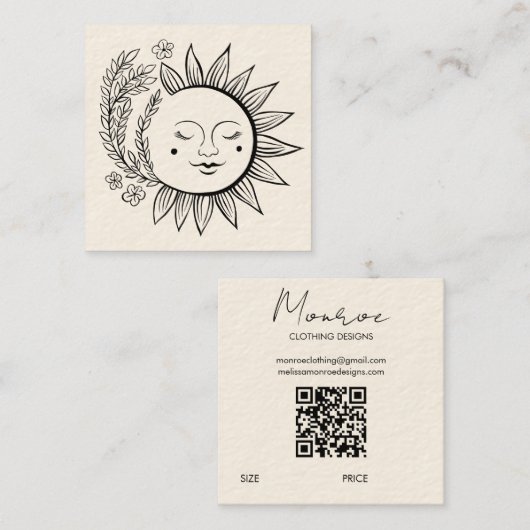 Étiquette Suspendue Code QR Crème Art Linéaire Flo (Devant / Derrière)