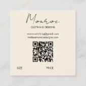 Étiquette Suspendue Code QR Crème Art Linéaire Flo (Dos)