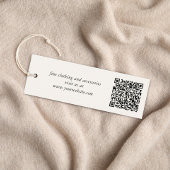 Étiquette Suspendue Crème Code QR Script Signature