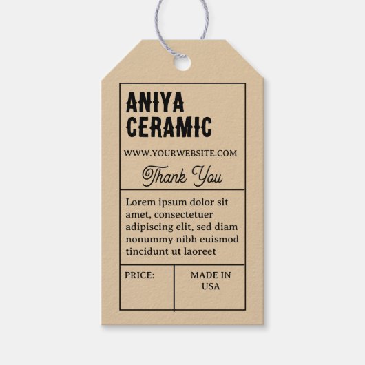 Étiquette Suspendue de Prix de Produit de Typograp (Devant)