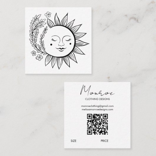 Étiquette suspendue personnalisée QR Code Sun Flor (Devant / Derrière)