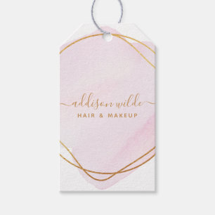 Étiquette Suspendue Prix Aquarelle Rose Script Or
