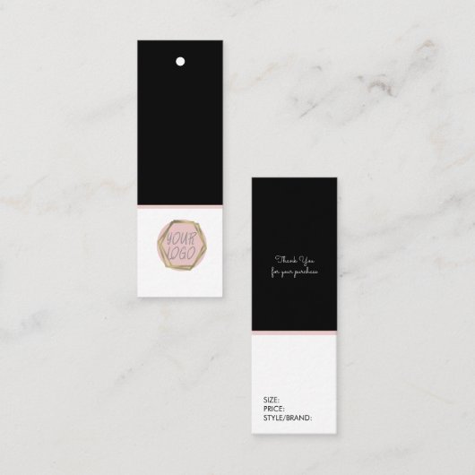 Étiquette Suspendue Rose Logo Taille Marque Vêteme (Devant / Derrière)