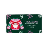 Étiquette Sweat moche avec Père Noël et Snowflakes (Devant)