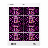 Étiquette Sweet 16 (Feuille entière)