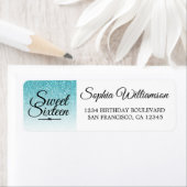 Étiquette Sweet 16 Blue Parties scintillant Anniversaire Adr (En situation)