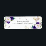 Étiquette Sweet 16 Purple Gold Floral Papillon<br><div class="desc">Adorable, violet or floral, sweet sixteen anniversaire invitation adresse de retour. Facile à personnaliser avec vos détails. Contactez-moi par conversation si vous avez des questions sur l'oeuvre ou avez besoin d'une personnalisation. Vérifiez la collection pour plus d'éléments. VEUILLEZ NOTER : Pour obtenir de l'aide sur les commandes, l'expédition, l'information sur...</div>