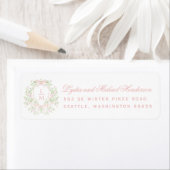 Étiquette Sweet Crest with Pink Bows Mariage Adresse de reto (En situation)