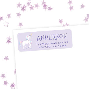 Étiquette Sweet Rainbow Unicorn Anniversaire Adresse de reto