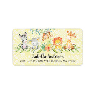 Étiquette Sweet Safari Animaux Neutral Baby shower Adresse