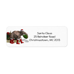 Étiquette Sweet Santa Claus Elephant