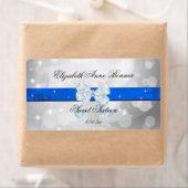 Étiquette Sweet sixteen, Argent, Bleu, Faux Satin (En situation)