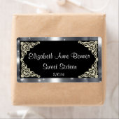 Étiquette Sweet sixteen Argent et noir, Custom, Eau (En situation)