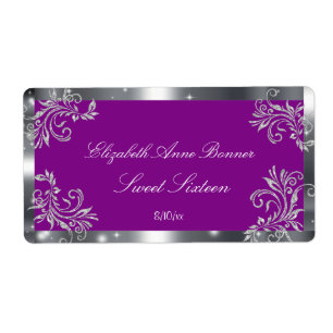 Étiquette Sweet sixteen, Parties scintillant d'argent, Custo