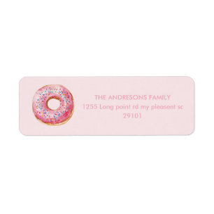 Étiquette Sweet Time Pastel Pink Donut Anniversaire