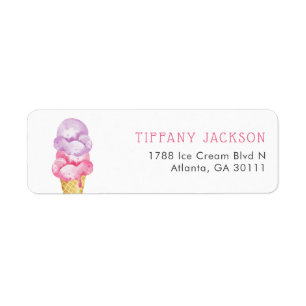 Étiquette Sweet Watercolor Ice Cream Return Adresse
